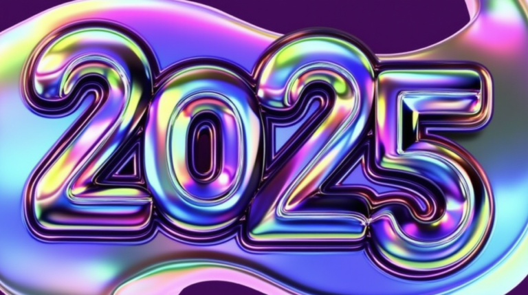 Illustration représentant les tendances du design graphique en 2025, avec des éléments modernes et innovants.